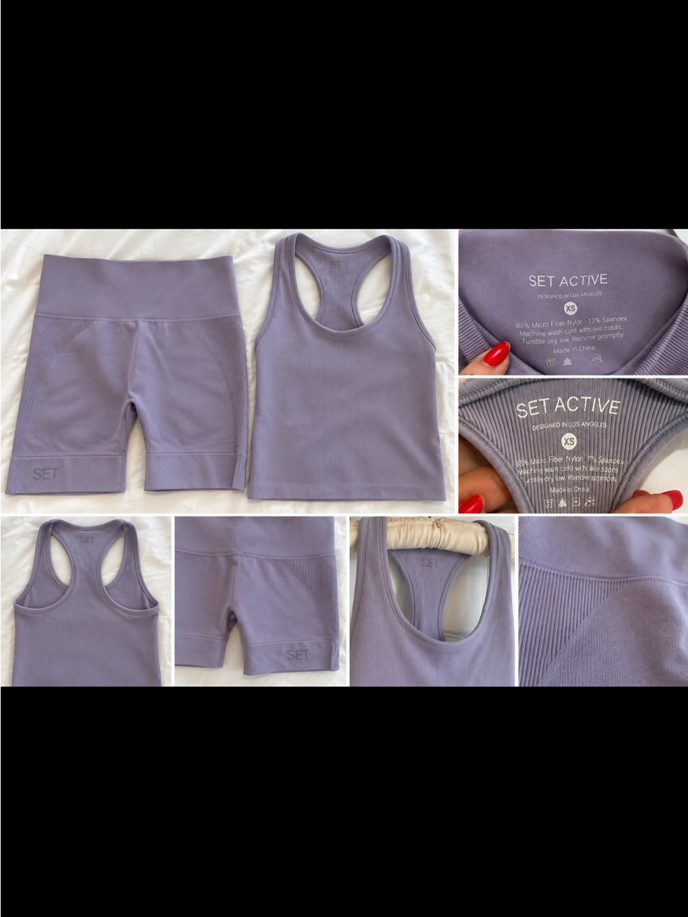 SET Active Lavender Ribbed Racerback Tank & High-Waist Bike Shorts